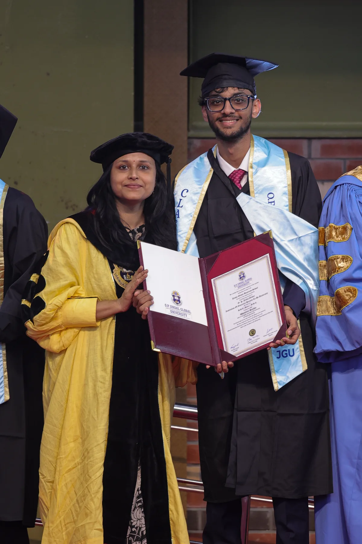 Shantanu Sundar receiving his degree at the O.P. Jindal Global University convocation
